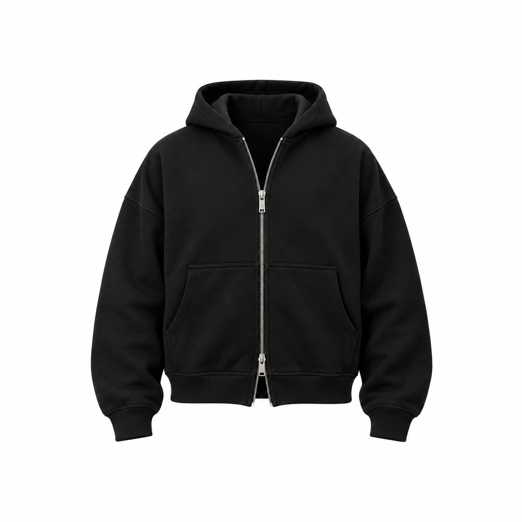 Sweater ZipUp - Boxy Fit Black