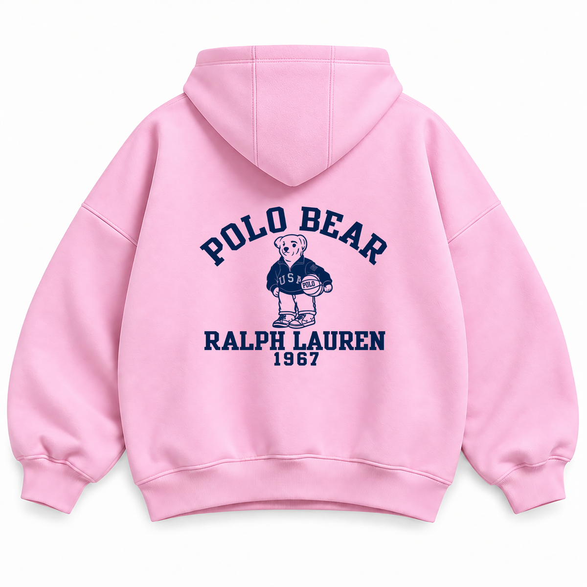 POLO BEAR  UNISEX PINK -Oversize Hoodie