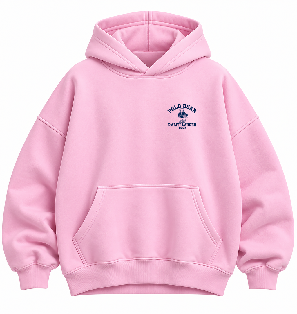POLO BEAR  UNISEX PINK -Oversize Hoodie